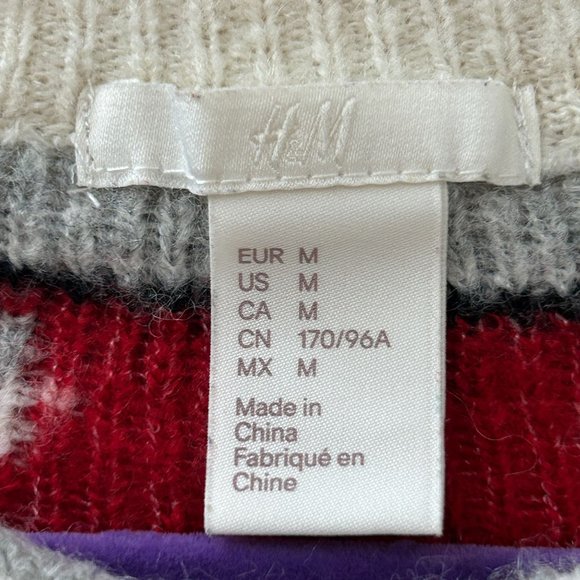 H&M Winterland Jacquard Sweater Jumper Wool Content Fair Isle Holiday Women Sz M - Picture 3 of 12